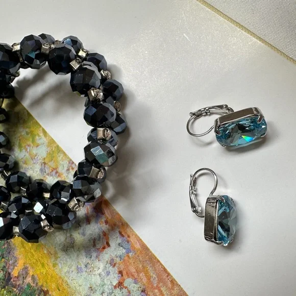3/50$Bracelet + earrings with blue stone - Picture 4 of 14